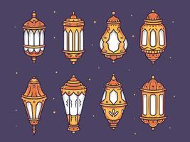 main tiré ramadhan latern ensemble vecteur illustration