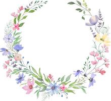 aquarelle floral couronne. main tiré illustration isolé sur transparent Contexte. vecteur eps.