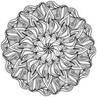 contour mandala avec fleuri motifs, coloration page pour conception ou la créativité vecteur