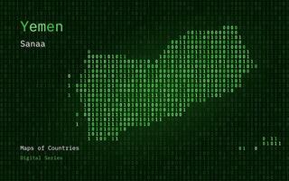 Yémen carte montré dans binaire code modèle. matrice Nombres, zéro, un. monde des pays vecteur Plans. numérique séries
