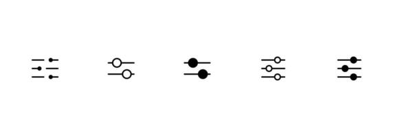 ajustement icône, contrôle, filtre icône vecteur ensemble. mixer symbole signe illustration. monochrome icône, horizontal ajustement boutons