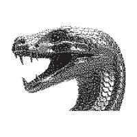 tête de toxique serpent dans gravure style. conception élément pour logo, étiqueter, emblème, signe, badge. pixélisé vecteur modifiable illustration