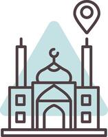 mosquée emplacement ligne forme couleurs icône vecteur