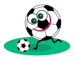 un ballon de football drôle de bande dessinée jouant au football vecteur