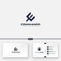 commando logo initial e avec couteau d'équipement pour le logo et carte de visite gratuite vecteur