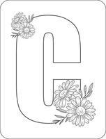 floral alphabet lettre c avec main tiré fleurs et feuilles pour mariage invitation salutation carte vecteur