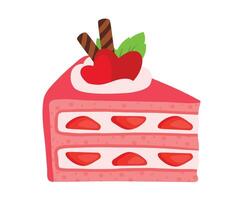 Valentin gâteau avec cœur Garniture mignonne dessin animé vecteur illustration