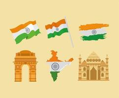 drapeaux et monuments indiens vecteur