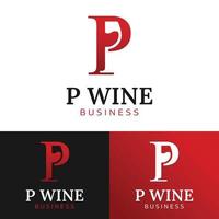 lettre initiale p modèle de conception de logo de verre à vin vecteur