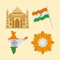 drapeaux indiens et monument célèbre vecteur