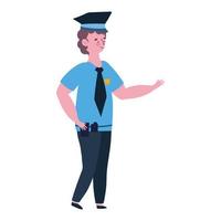 policier en uniforme de personnage de dessin animé fond blanc vecteur