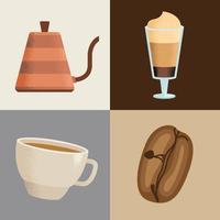quatre icônes de boisson au café vecteur