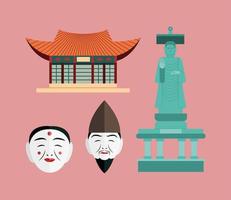 collection de symboles sud-coréens vecteur