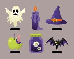 célébration d'halloween six icônes vecteur