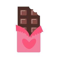 Chocolat bar dans rose déjouer avec une cœur. la Saint-Valentin journée dessert. romantique clipart pour mariage, anniversaire ou anniversaire. vecteur