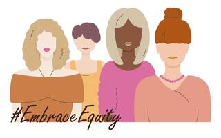 international aux femmes journée bannière. divers femelle personnages sont main dessiné. vecteur