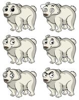 Ours polaire avec différentes expressions faciales vecteur