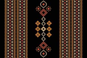 ethnique géométrique en tissu modèle traverser point.ikat broderie ethnique Oriental pixel modèle noir Contexte. abstrait, vecteur, illustration. texture, vêtements, cadre, décoration, motifs, soie fond d'écran. vecteur