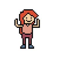 mignonne pixel dessin animé 8 bits personnage femme des exercices formation seul mode de vie vecteur pour décoration la vie style 8 bit femelle Danse exercice Gym aptitude chaud en haut Jeu vecteur.