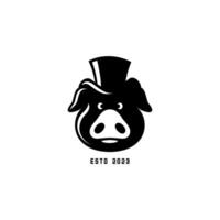 vecteur logo de une porc portant une la magie chapeau