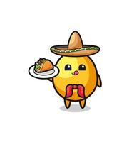 mascotte de chef mexicain oeuf d'or tenant un taco vecteur