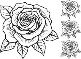 Rose fleur ligne art logo modèle clipart vecteur