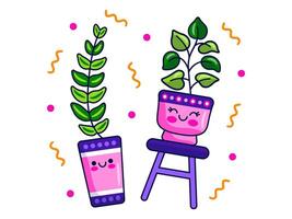 fleurs et les plantes autocollant éléments personnage illustration vecteur