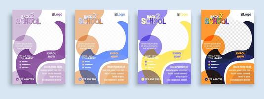 modèle de couverture de brochure de dépliant pour les enfants retour à l'éducation modèle de conception de mise en page d'admission vecteur