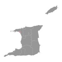 Port de Espagne carte, administratif division de Trinidad et tobago. vecteur illustration.