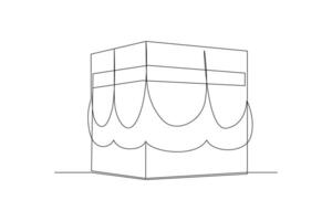 continu un ligne dessin Kabaah alharam et mosquée concept. griffonnage vecteur illustration.