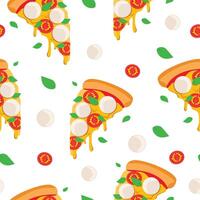 sans couture modèle avec juteux tranche de margherita Pizza. vecteur graphique.