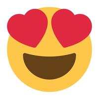 yeux de coeur souriant visage emoji icône vecteur