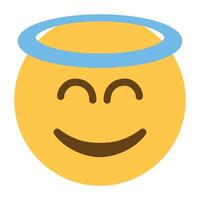 souriant visage avec Halo emoji icône vecteur