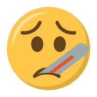 visage avec thermomètre emoji icône vecteur