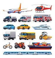 transport véhicule collection. divers sortes de Véhicules. vecteur dessin animé illustration