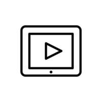 vecteur noir ligne icône jouer vidéo sur dispositif isolé sur blanc Contexte