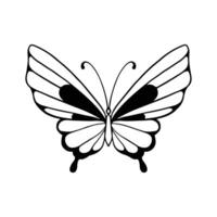 papillon ligne art. Facile minimal papillon ligne tatouage icône logotype. papillon noir et blanc illustration blanc Contexte. papillon coloration livre vecteur