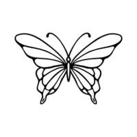 papillon ligne art. Facile minimal papillon ligne tatouage icône logotype. papillon noir et blanc illustration blanc Contexte. papillon coloration livre vecteur