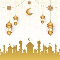 islamique Contexte avec lanternes guirlande et mosquée Contexte vecteur