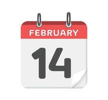 février 14. calendrier icône sur blanc Contexte. vecteur