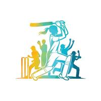 criquet joueur logo femmes joueur de cricket vecteur