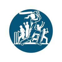 criquet joueur logo femmes joueur de cricket concept vecteur