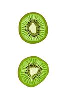 kiwi fruit ou chinois groseille à maquereau. moitié traverser section plat Couleur vecteur icône. exotique kiwi fruit vert vecteur illustration.