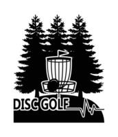 disque le golf logo avec des arbres et une disque le golf panier vecteur