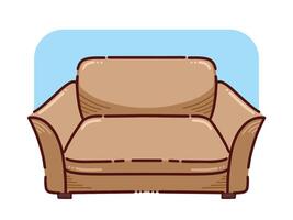 marron coloré confortable canapé des places vecteur illustration isolé sur horizontal Contexte. Facile plat dessin animé art stylé confortable canapé dessin.