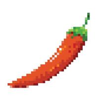 8 bit pixel vecteur illustration de brut rouge le Chili poivre isolé sur carré blanc Contexte. Facile plat pixel art Jeu dessin animé élément dessin.
