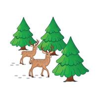 illustration de cerf dans forêt vecteur