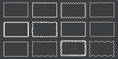 rectangle géométrique forme Cadre avec ondulé bords.zigzag ondulé bord rectangle formes éléments set.vector ondulé undalute badge pour autocollants, bannière, social médias modèle, affiche, decoration.vector déchiqueté vecteur