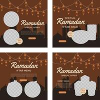 Ramadan menu modèle ensemble pour social médias promotion vecteur