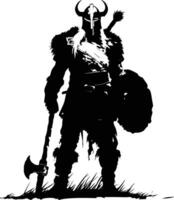 ai généré silhouette viking guerrier dans mmorpg Jeu noir Couleur seulement vecteur